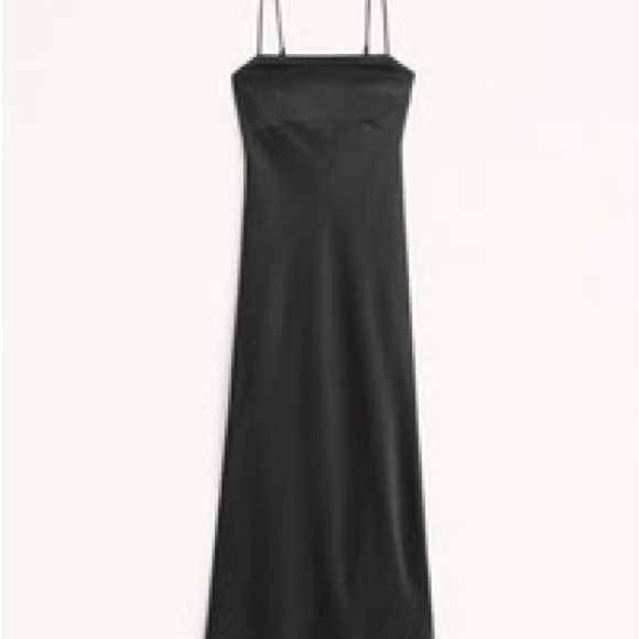 Abercrombie Elegant Black Satin Cowl Back Dress - Picture 3 of 4